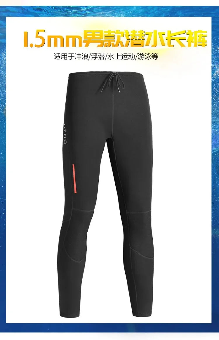 1.5mm wetsuit OUZO split diving top pants men's long sleeve cold protection sunscreen surf suit winter swimsuit scuba diving