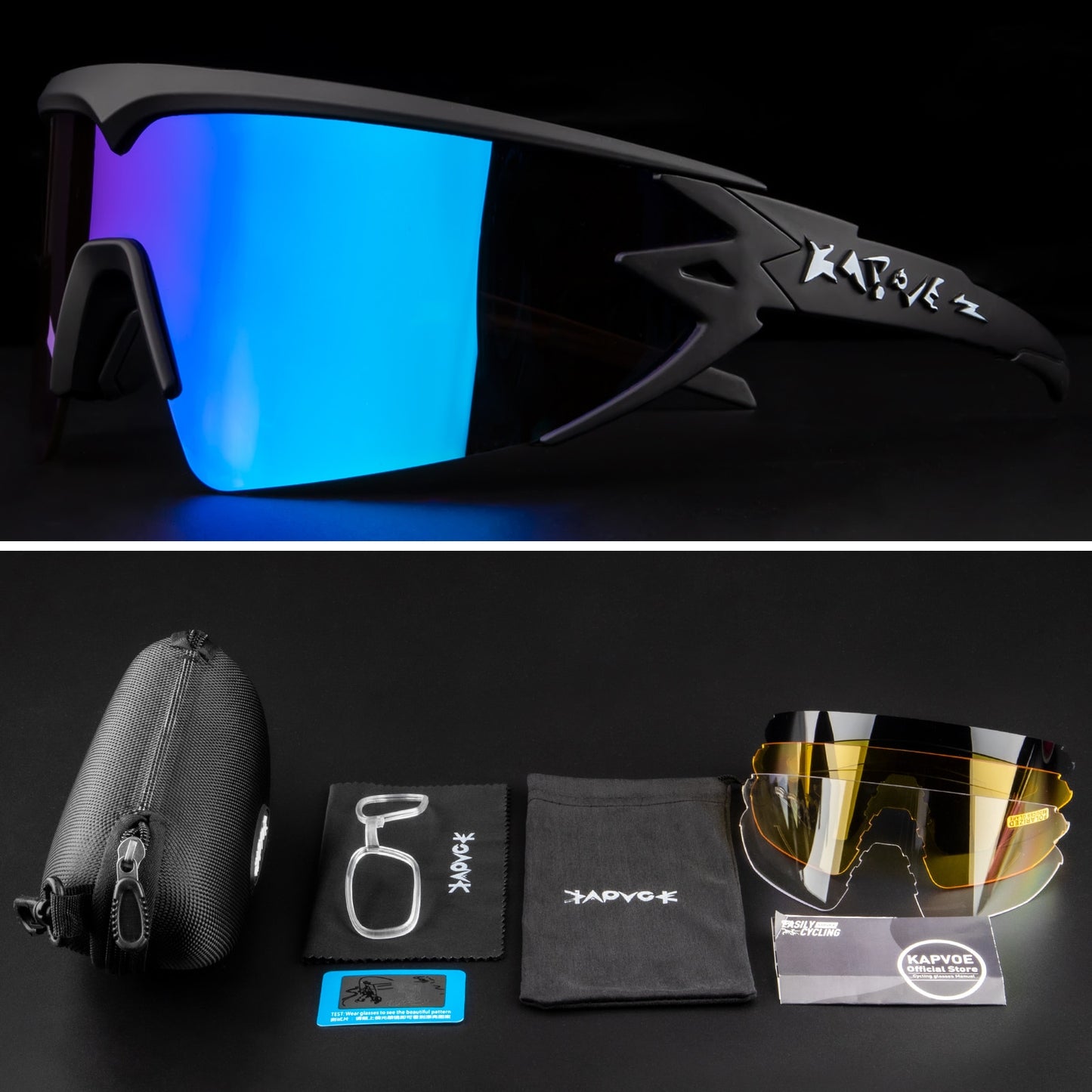 New design replace glasses frame Polarized Cycling Glasses For Man Women Bike Eyewear Cycling Sunglasses 4 Lens Goggles MTB UV