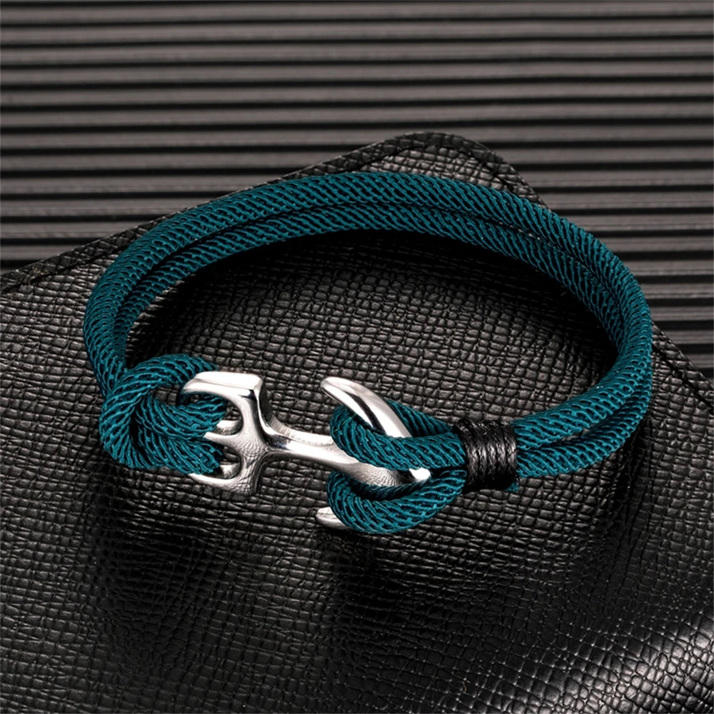 Double Strand Nautical Survival Rope Paracord Bracelet For Men Women Camping Sport Stainless Steel Buckle Anchor Bracelets Gifts