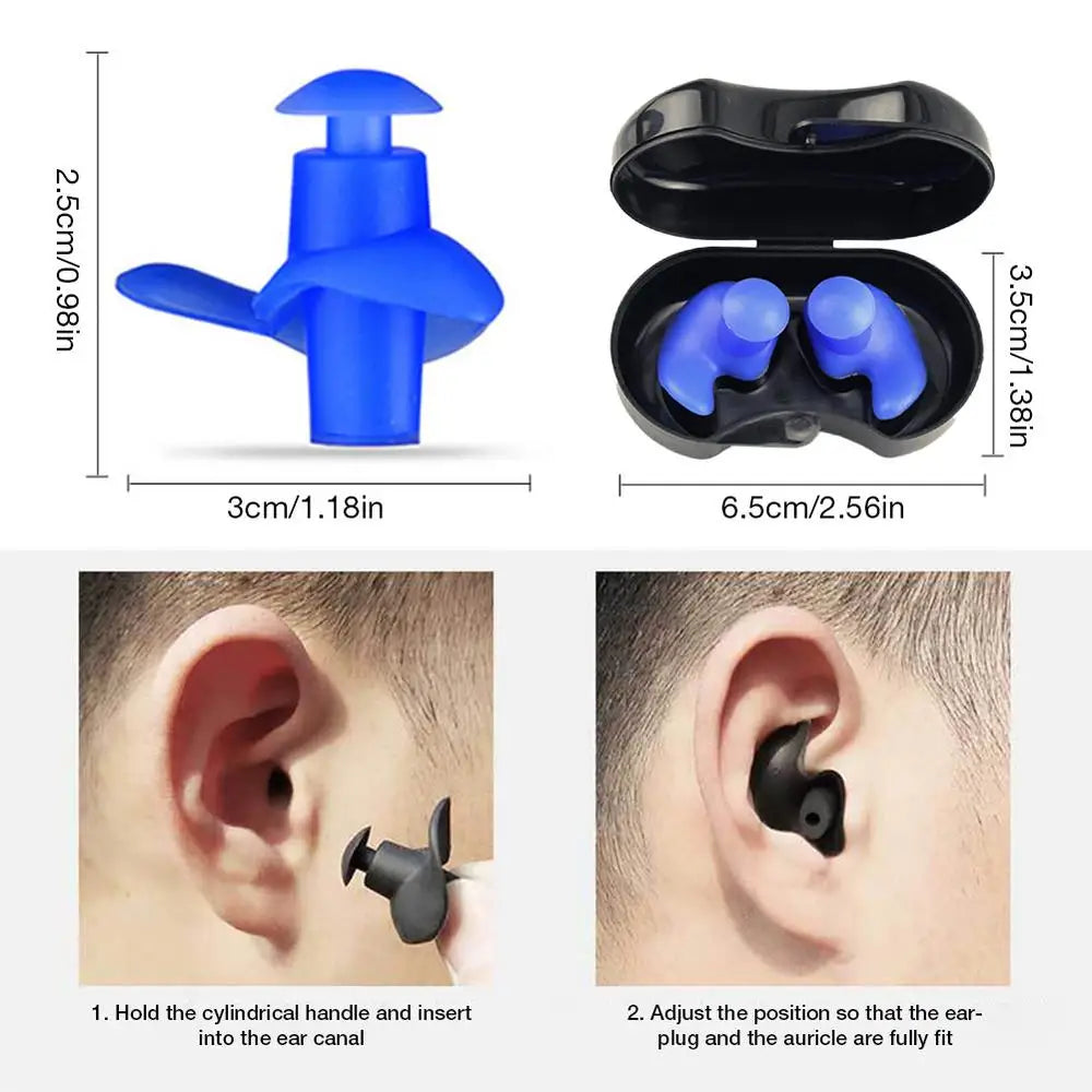 Summer Swimming Earplugs Set With Box Silicone Waterproof Anti-noise Surf Diving Outdoor Water Sports Pool Accessories