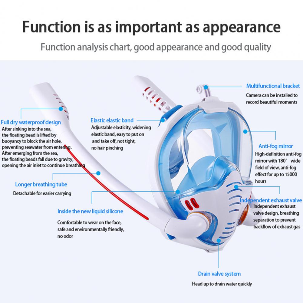 Professional Snorkeling Mask Double Breathing Tube Diving Mask Adults Swimming Mask Diving Goggles Water Sports Swim Equipment