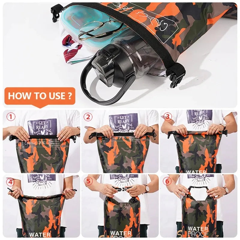 15-30L Waterproof Dry Bags With Wet Separation Beach Pocket Backpack For Kayaking Boating Swimming Outdoor Camping Sports Bag