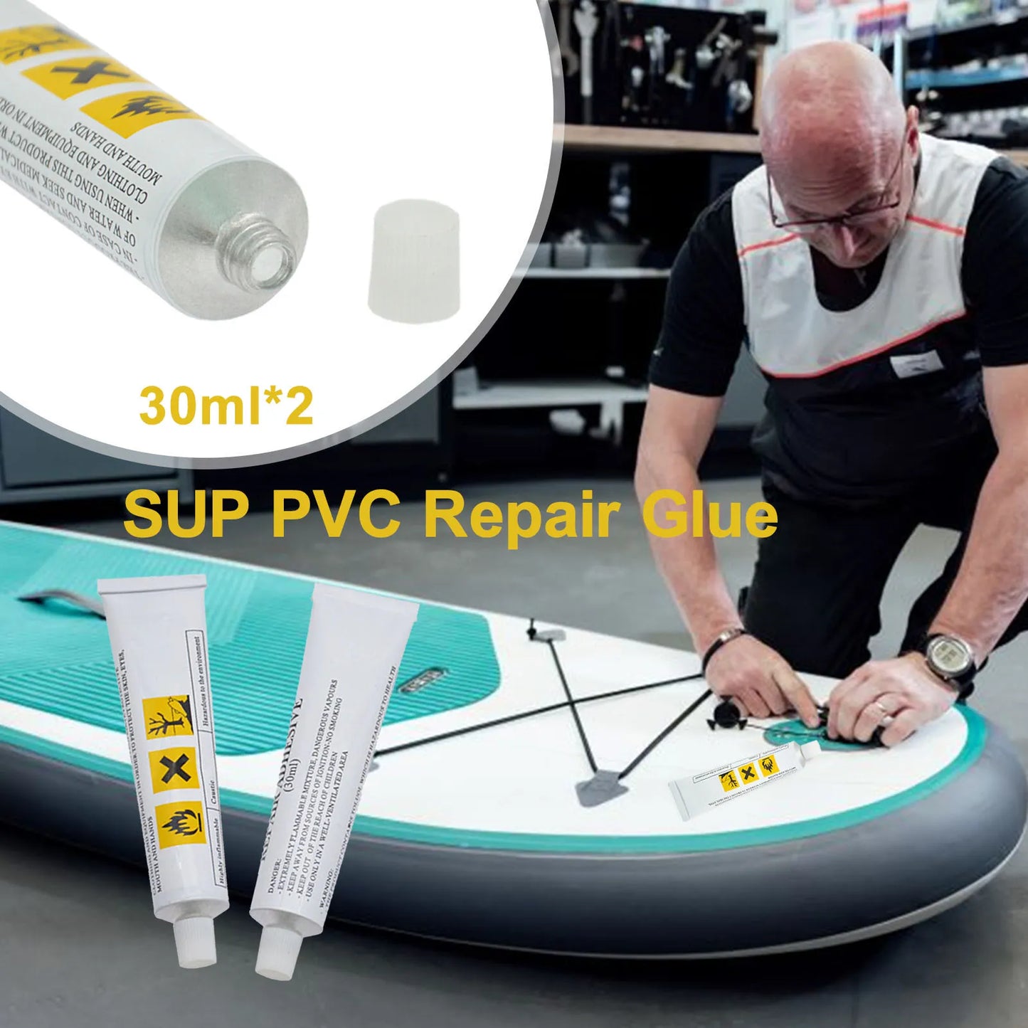 60ml PVC Inflatable Glue Tape Repair Patch Glue Kit Adhesive For Swimming Air Bed Pools Repairing Boat Inflatable Toy Spa Kayak