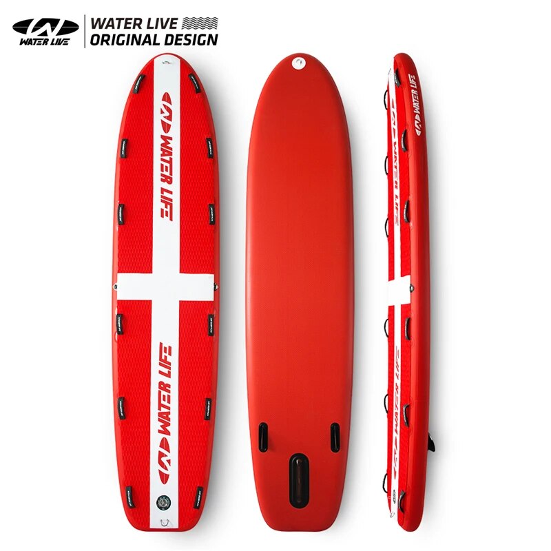 WATERLIVE RESCUE Paddle Board 12'x32"x6" Red Water Rescue SUP Surfboard 12.2kg Professional Survival Inflation Surfboard