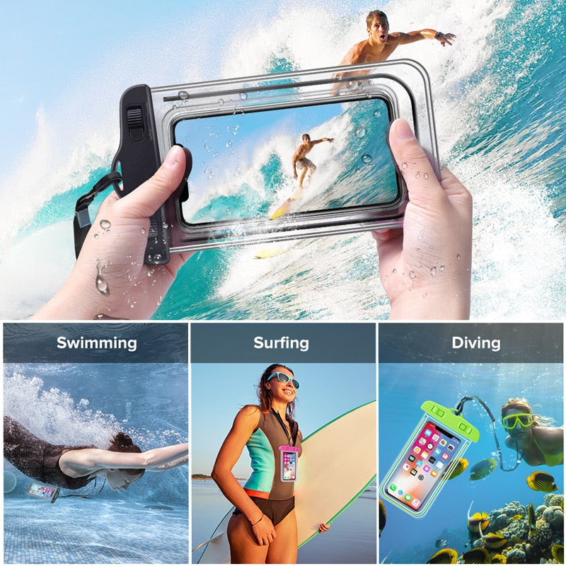 Swimming Bags Waterproof Phone Case Water proof Bag Mobile Phone Pouch PV Cover for iPhone 12 Pro Xs Max XR X 8 7 Galaxy S10