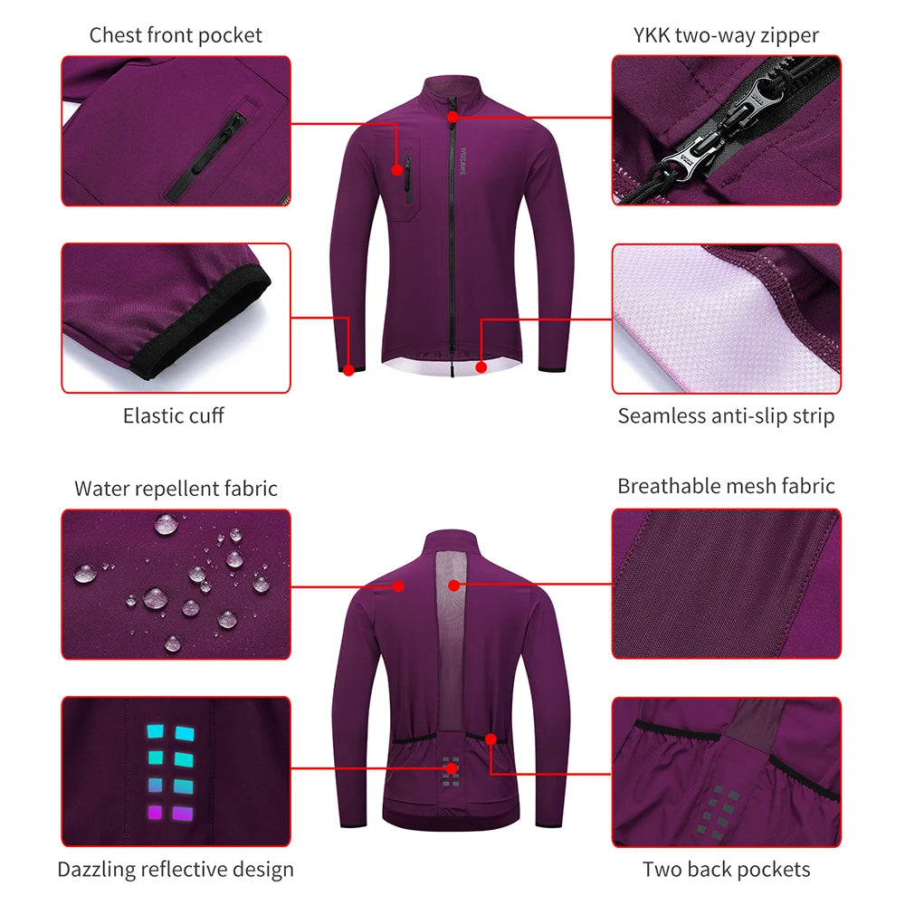 WOSAWE Men's Cycling Windbreaker Gravel Man Bicycle Windshield Jacket Bike Vest Gilet MTB Racing Long Sleeve Coat Wind Jacket
