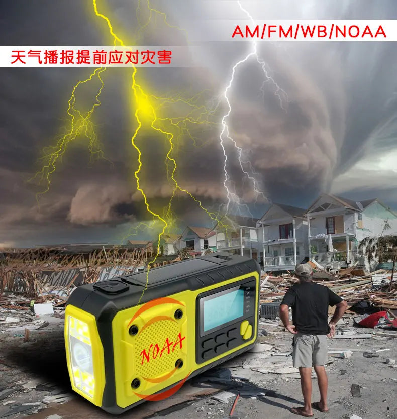 5000mAh/18500mWh Emergency Hand Crank Radio,AM FM NOAA Weather Alert Radio, Digital Display,4 Way Powered Hand Crank,Solar Radio