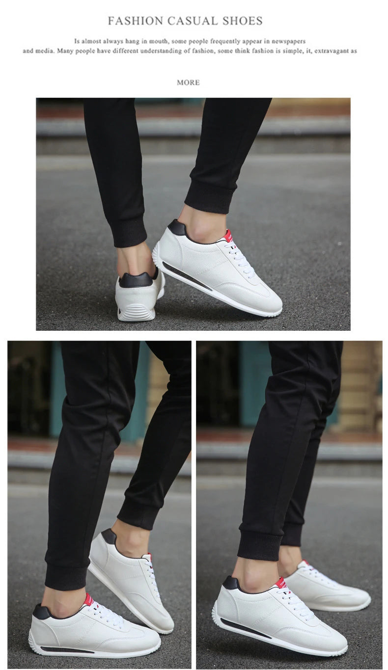 New PU Leather Sneakers Men Comforthable Vulcanized Shoes 2024 Trend Boys Sport Sneakers Mens Casual Shoes Fashion School Tennis