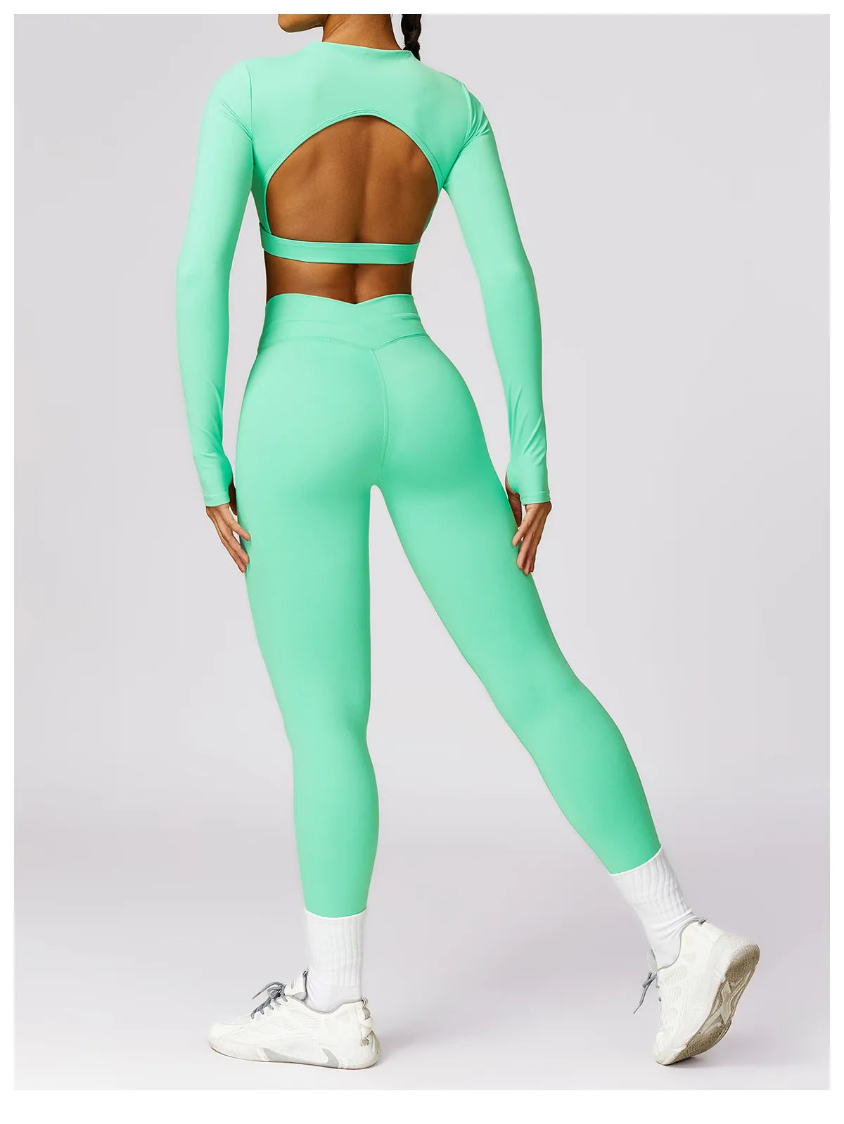 New Sexy Backless Gym Top Women Fitness Crop Yop Quick Dry Sportswear Women Workout Top Long Sleeve Yoga Clothes With chest pads