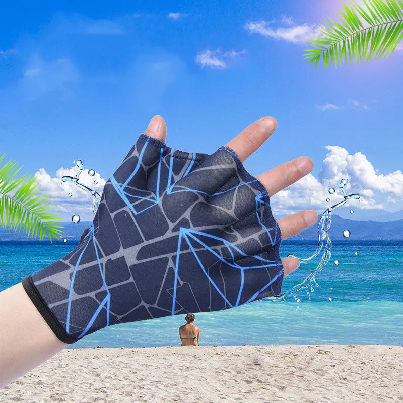 1 Pair Nylon Aquatic Swimming Gloves Water Training Hand Webbed Water Sports Gloves Unisex Snorkeling Surfing Swimming Glove