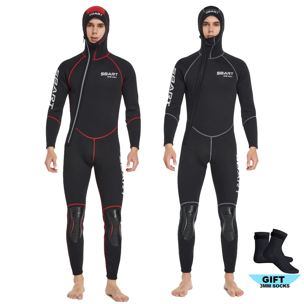 Wetsuit Surf Suit 3mm Neopreno Diving Suit Kitesurf Swimwear Underwater Spearfishing Fullbody Hooded Wetsuit One-Piece Swimsuits