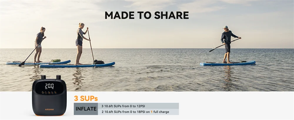 AIRBANK SUP Board Pump 5200mah  Electric  Double mode  Inflation Kayak Accessories for Surfing Kite Mattress Tent  Boat