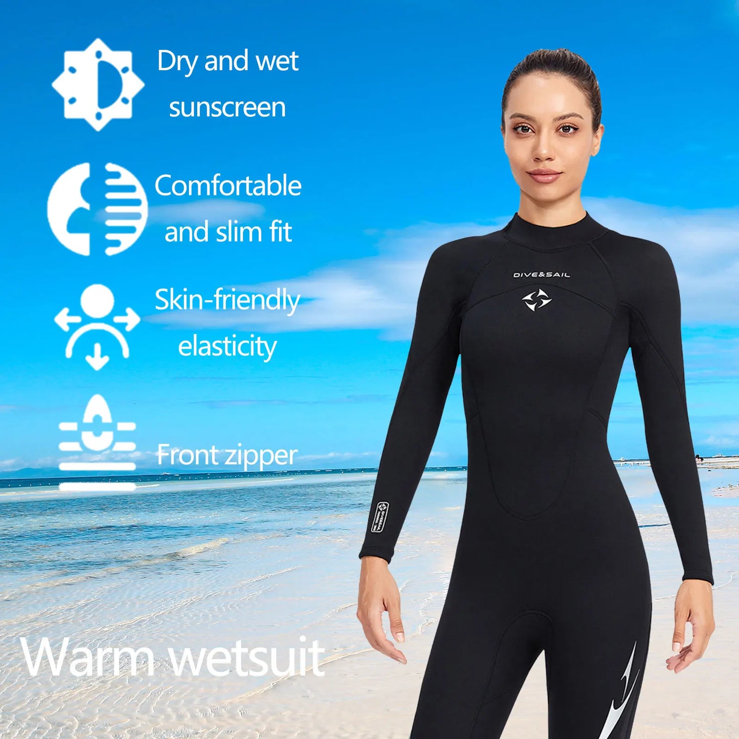 3mm Neoprene Wetsuits Full Body Women Diving Suits Scuba Snorkeling Surfing Water Sports Keep Warm Long Sleeve Diving Clothing