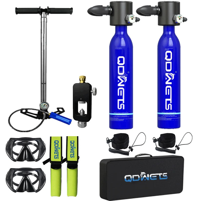 Mini Scuba Tank Diving Equipment 0.5L Outdoor Oxygen Scuba Diving Tank 5-10 Minutes Cylinder Snorkeling Set Hand Pump