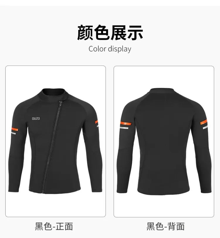 1.5mm wetsuit OUZO split diving top pants men's long sleeve cold protection sunscreen surf suit winter swimsuit scuba diving