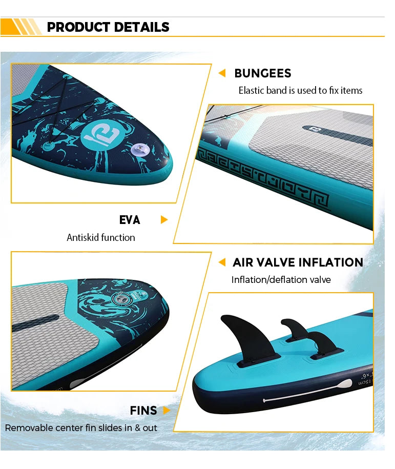 BEIST 12'6" 380CM Inflatable Stand Up Paddle Board SUP Board Surfboard Water Sport Surf Set with Paddle Board Tail Fin Inflator