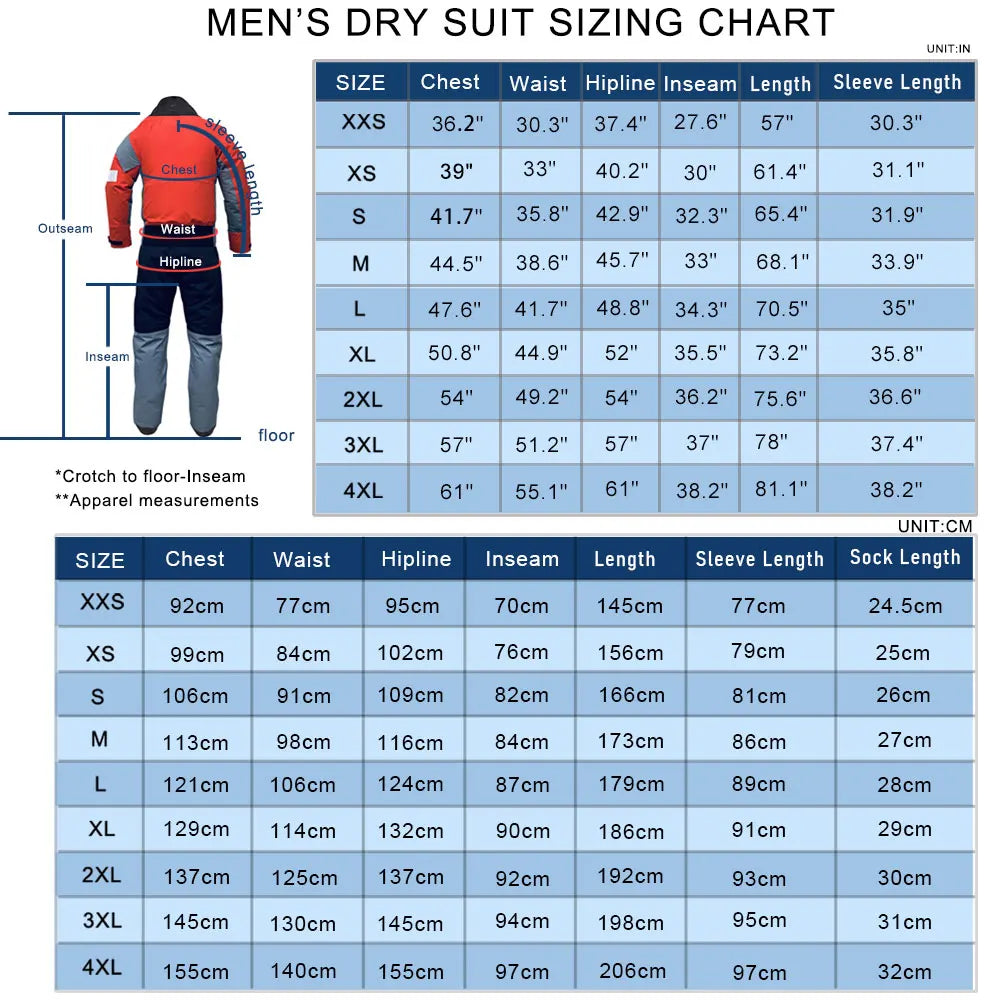 3-Ply Mens Semi-Dry Suit Breathable Warm Paddling Drysuit Wetsuit for Kids to Aduct Angler Kayak Fishing ATV&UTV Riders Clothing