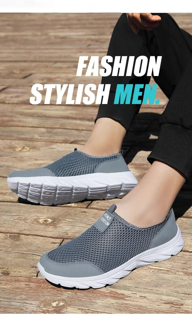 YRZL Sneakers Men Summer Casual Shoes Men Mesh Breathable Outdoor Non Slip Sports Shoes Slip on Loafers for Men Pius Size 38-46