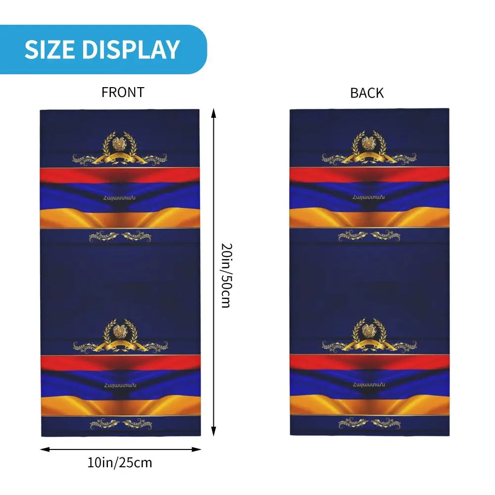 Golden Armenia Bandana Neck Cover Printed Armenian Flag Wrap Scarf Warm Balaclava Outdoor Sports Unisex Adult Windproof