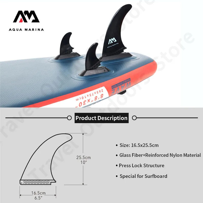 AQUA MARINA 2023NEW Large Side Fin 250g Ultralight Press Lock Type Tail Rudder Water Sports Surfboard Accessories Surfing Rowing