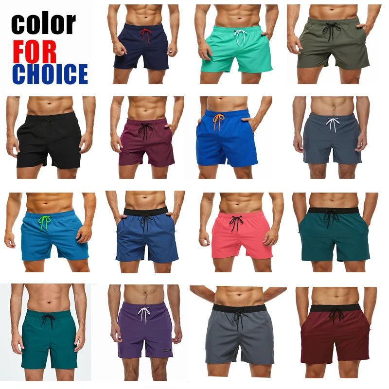 Escatch 2025 Hot Sale Swimming Shorts Men Quick Dry Solid Color Pocket Shorts Para Hombre Gym Breathable Mesh Liner Sportswear 