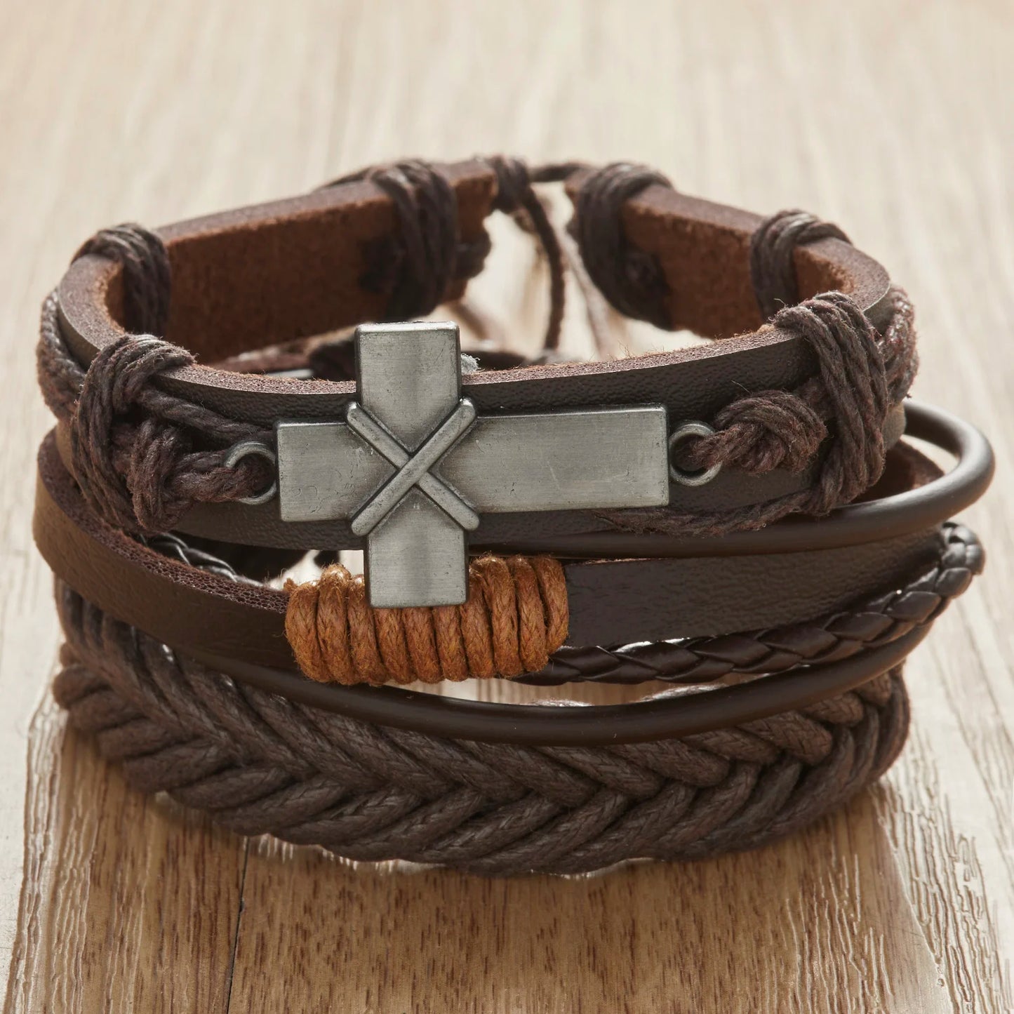 Trendy Braided Wrap Leather Bracelet for Men Women Vintage Feather Infinite Cross Wood Beads Ethnic Wristband Jewelry Gifts