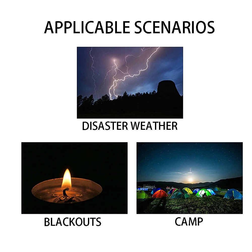 2000mAh high capacity rechargeable radio solar rechargeable emergency light outdoor camping flashlight waterproof portable light