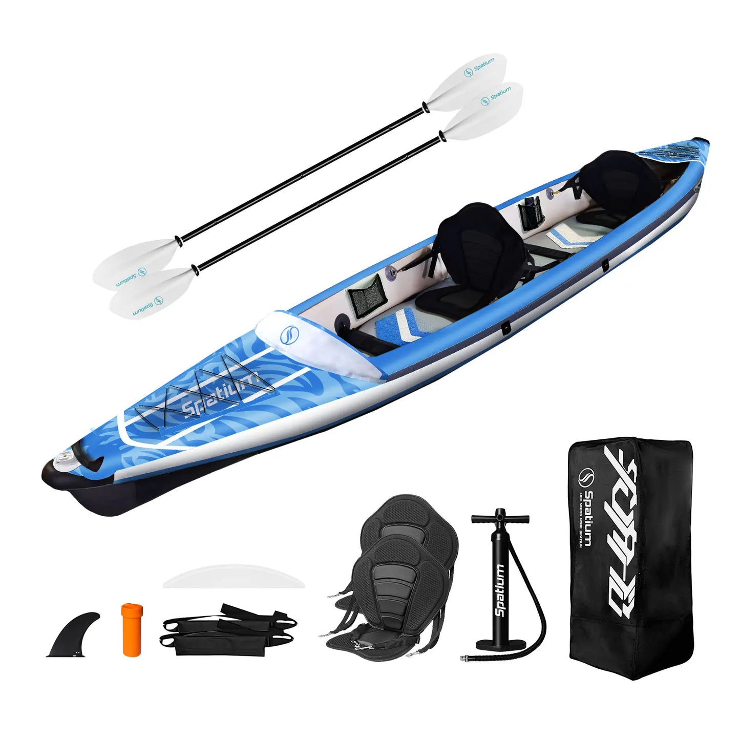 Spatium Inflatable Kayak PVC Fishing Boat 1-3 Person For Water Sports Surfing Rafting Touring Inflatable Kayak With Paddle,Seat