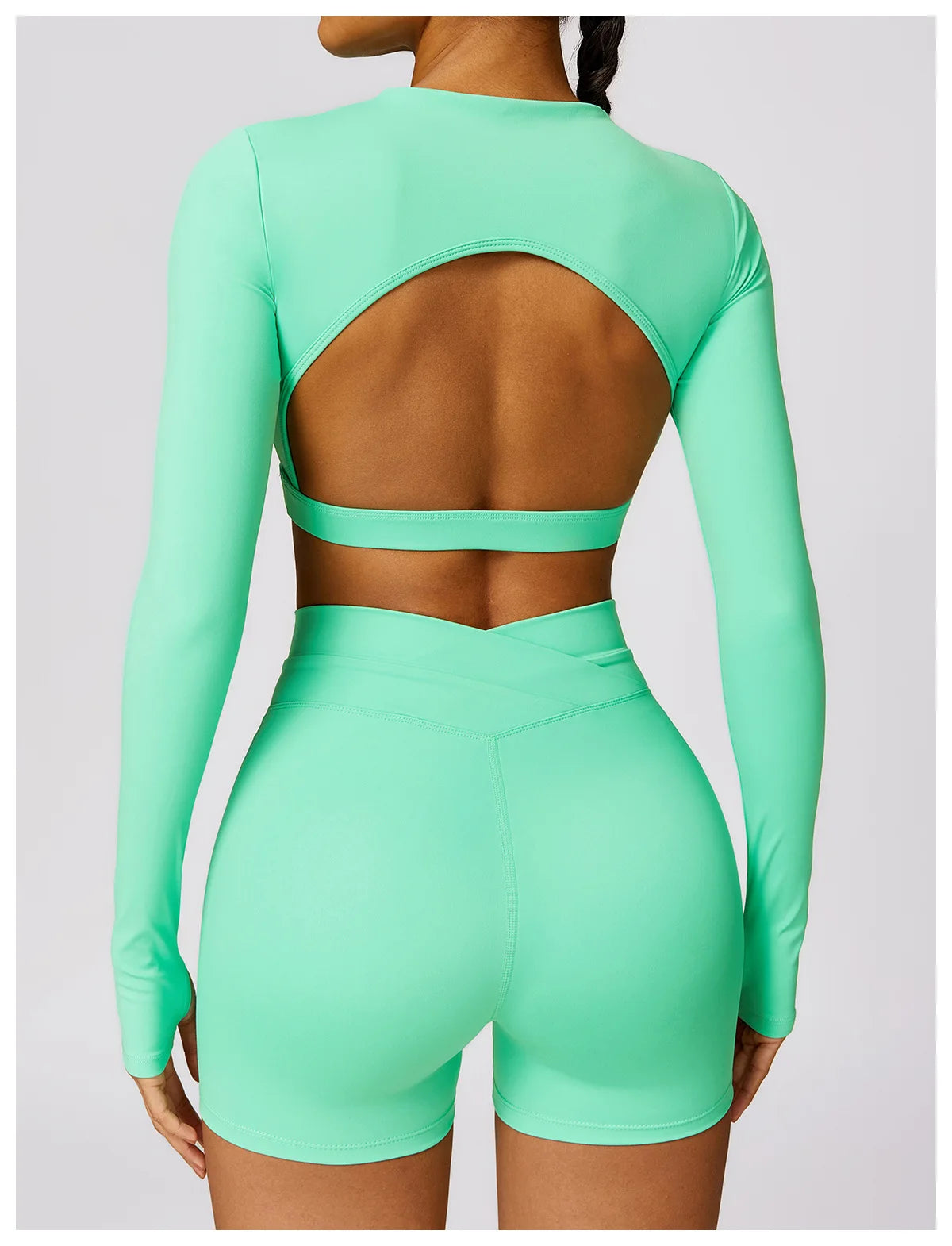 New Sexy Backless Gym Top Women Fitness Crop Yop Quick Dry Sportswear Women Workout Top Long Sleeve Yoga Clothes With chest pads