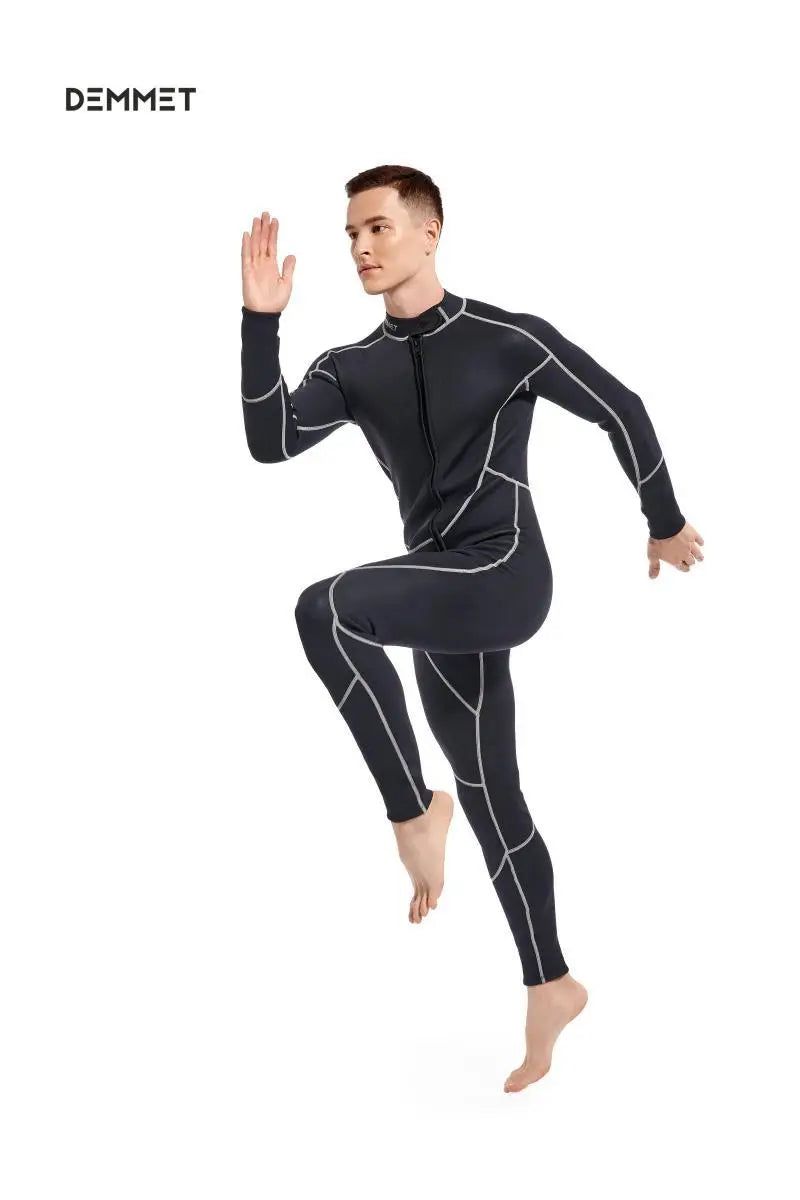 DEMMET 1.5mm SCR Men Neoprene One-piece Wetsuit Men's Long Sleeves Front Unzipper To Keep Warm And Cold Surf Snorkeling Kayak