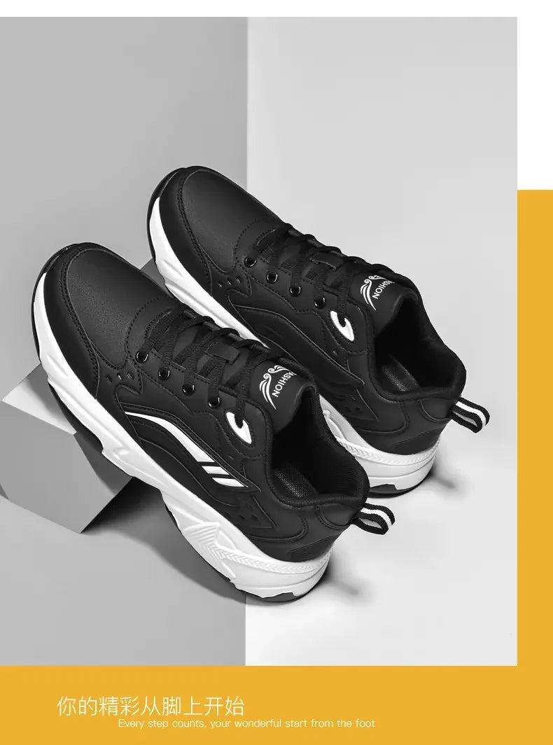 SYTK PU Leather Sneakers Men Casual Shoes Sports Boys Pure Black Plus Big Size 47 48 Tenis Masculino Shoes