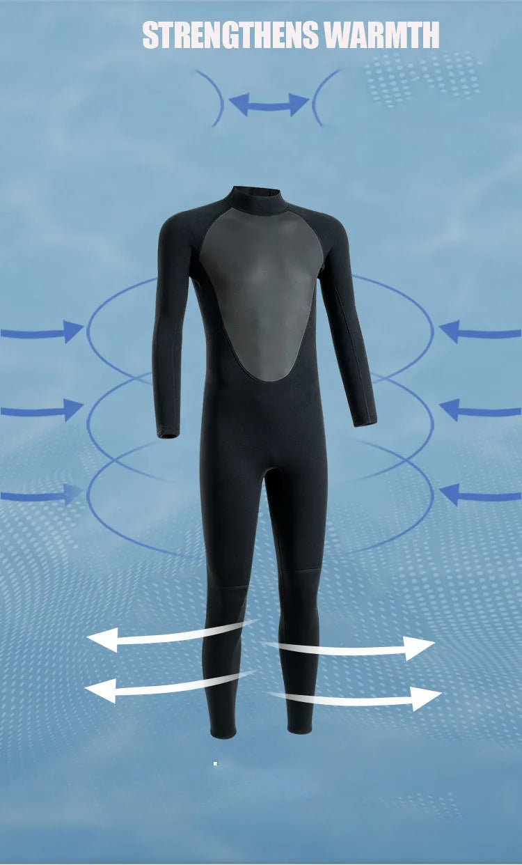 3MM Wetsuits Men Neoprene Diving Surfing Swimming Full Suits Cold Water Keep Warm Zipper Water Sports Full Diver Suit