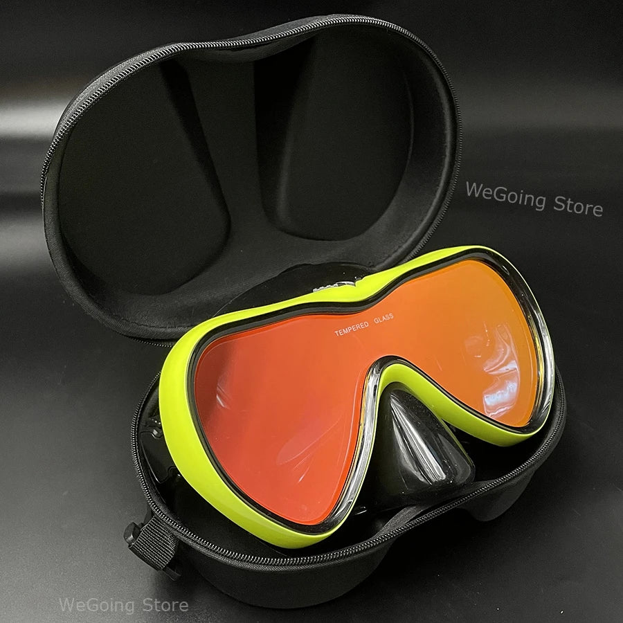 Dropshiping Adult Tempered Glass Tinct Scuba Diving Goggles Soft Silicone Swimming Mask Pack In Black Zipper Case