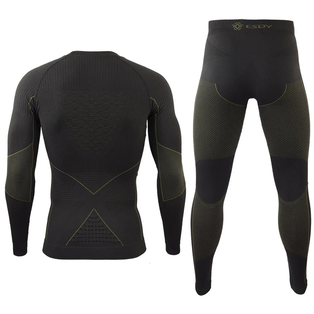 ESDY New Seamless Tight Tactical Thermal Underwear Men Winter Outdoor Sports Breathable Training Cycling Thermo Underwear Sets
