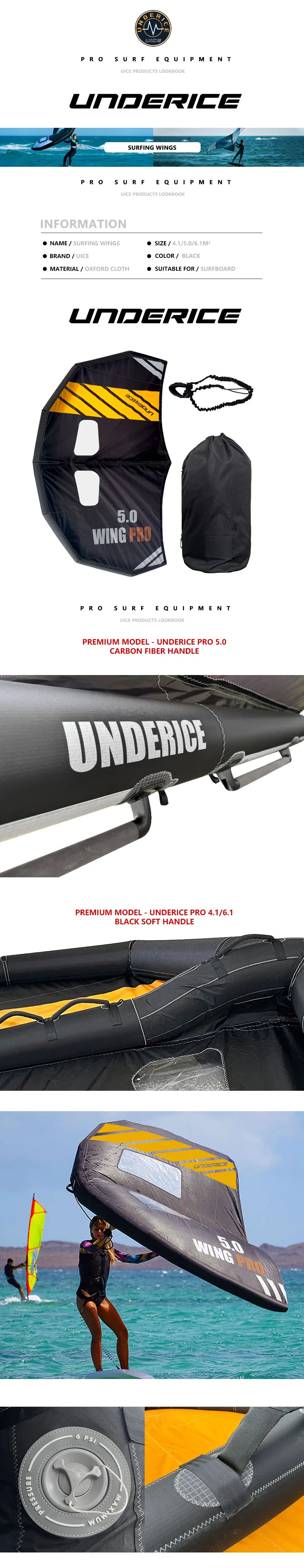 Wingfoil Hydrofoil 4.1/5.0/6.1m² Surfing Wing Foil Inflatable Wing foil Independent Air Bag Carbon Fiber Handle Surf Accessory