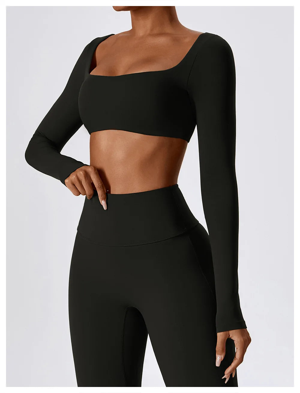 Women Workout Crop T Shirt Top Quick Dry Padded Sports Long Sleeve Gym Crop Tops Fitness Running Push Up Yoga Top