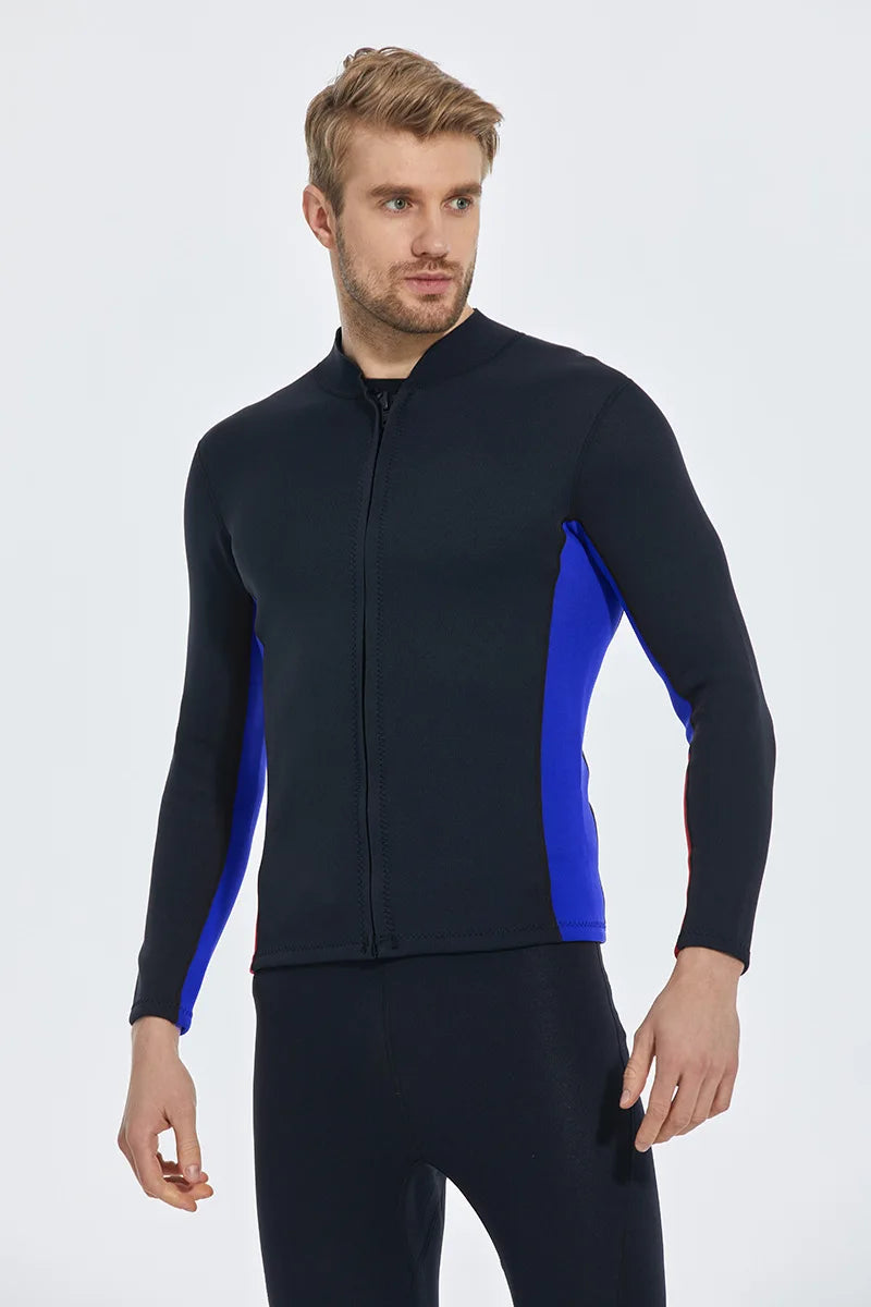 2MM Neoprene Diving Top Split Wetsuit Jacket Men's Water Sports Swimming Snorkeling Surfing Warm Wetsuit Top