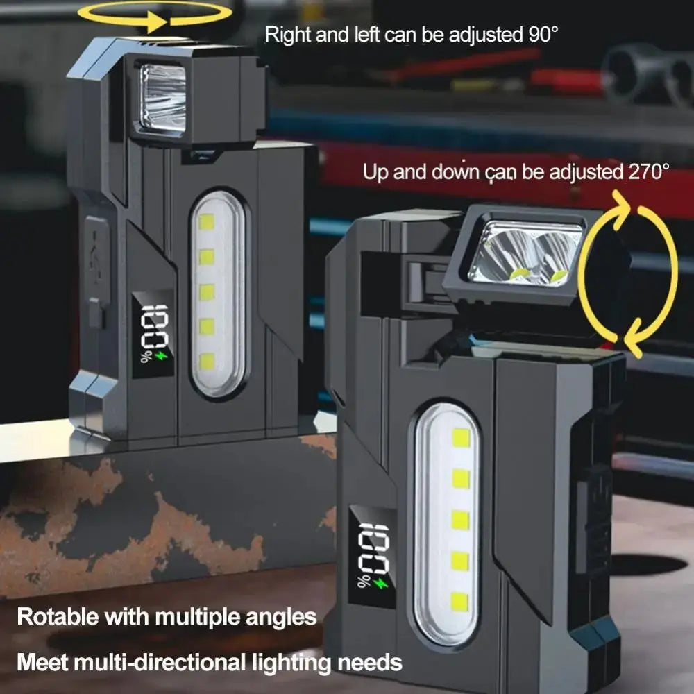 Multi-functional Mini Magnetic Flashlight Adjustable Angle Portable LED Emergency Flashlight USB Water Resistant