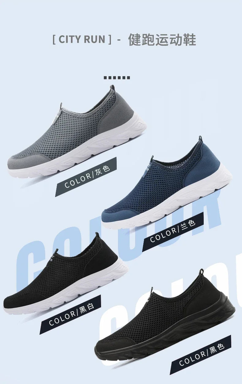 YRZL Sneakers Men Summer Casual Shoes Men Mesh Breathable Outdoor Non Slip Sports Shoes Slip on Loafers for Men Pius Size 38-46