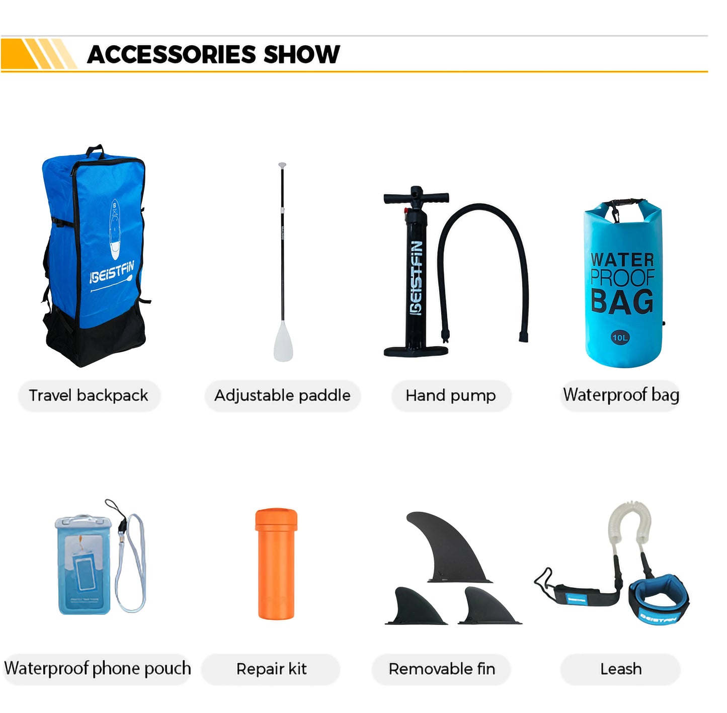 BEIST 12'6" 380CM Inflatable Stand Up Paddle Board SUP Board Surfboard Water Sport Surf Set with Paddle Board Tail Fin Inflator