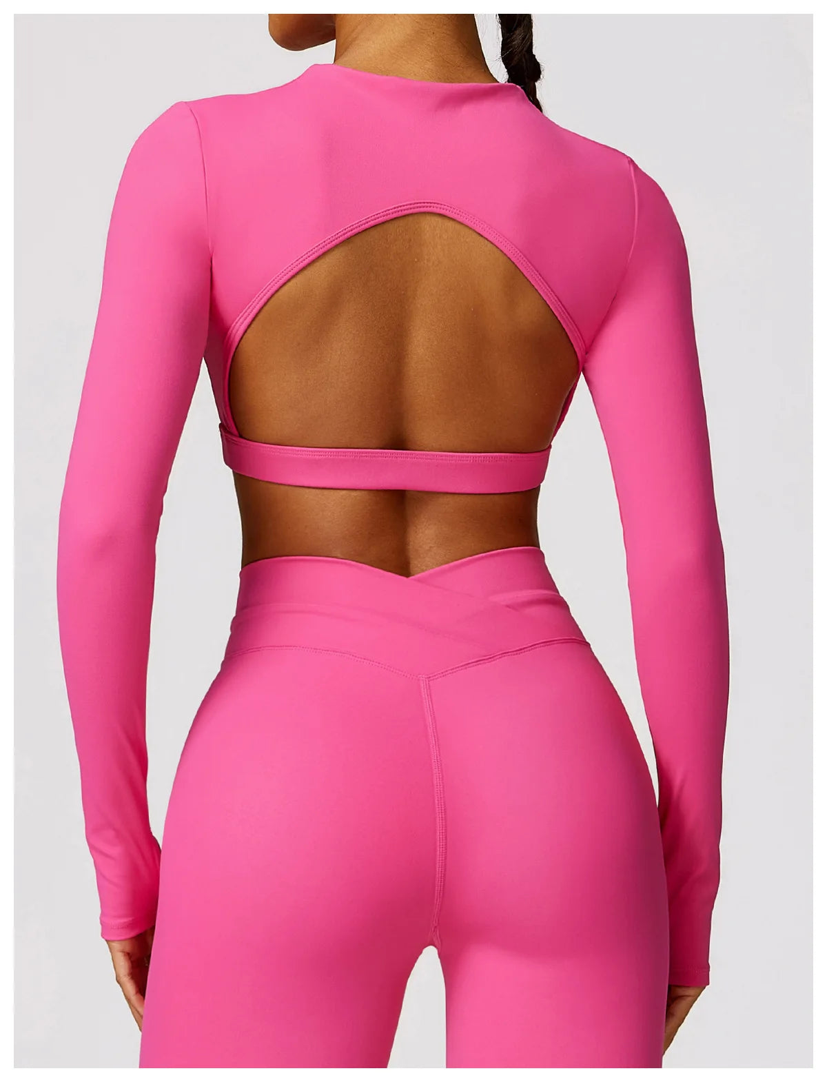 New Sexy Backless Gym Top Women Fitness Crop Yop Quick Dry Sportswear Women Workout Top Long Sleeve Yoga Clothes With chest pads
