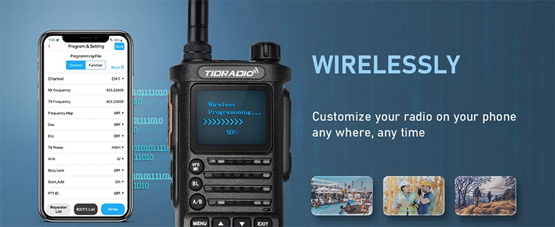 2PCS TIDRADIO 2nd Gen H8 Walkie Talkie Long Range Professional Radio Connection APP Wireless Programming Portable Radio GMRS