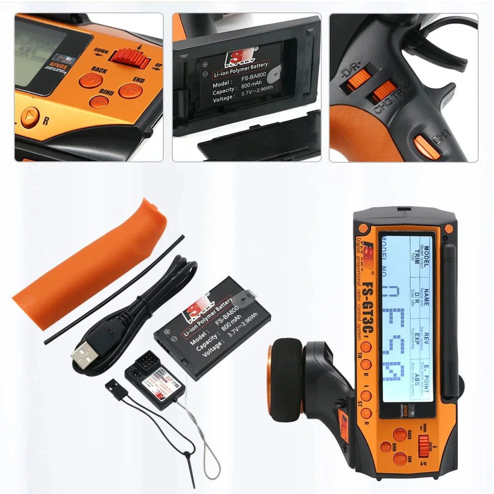 Flysky FS-GT3C FS GT3C 2.4G 3CH AFHDS with Battery GR3E Receiver Radio Controller For RC Car Tank Boat