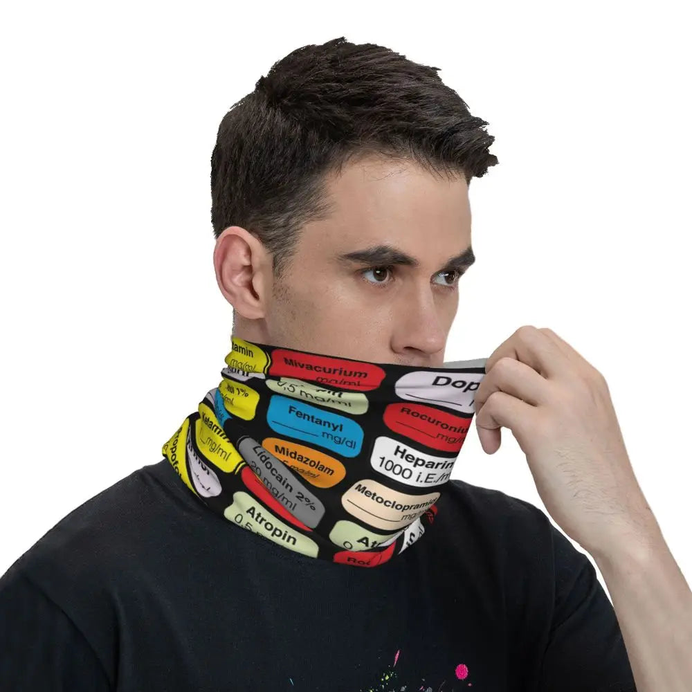 Anesthesia Medication Bandana Neck Cover Printed Mask Scarf Multi-use Balaclava Outdoor Sports Unisex Adult Winter