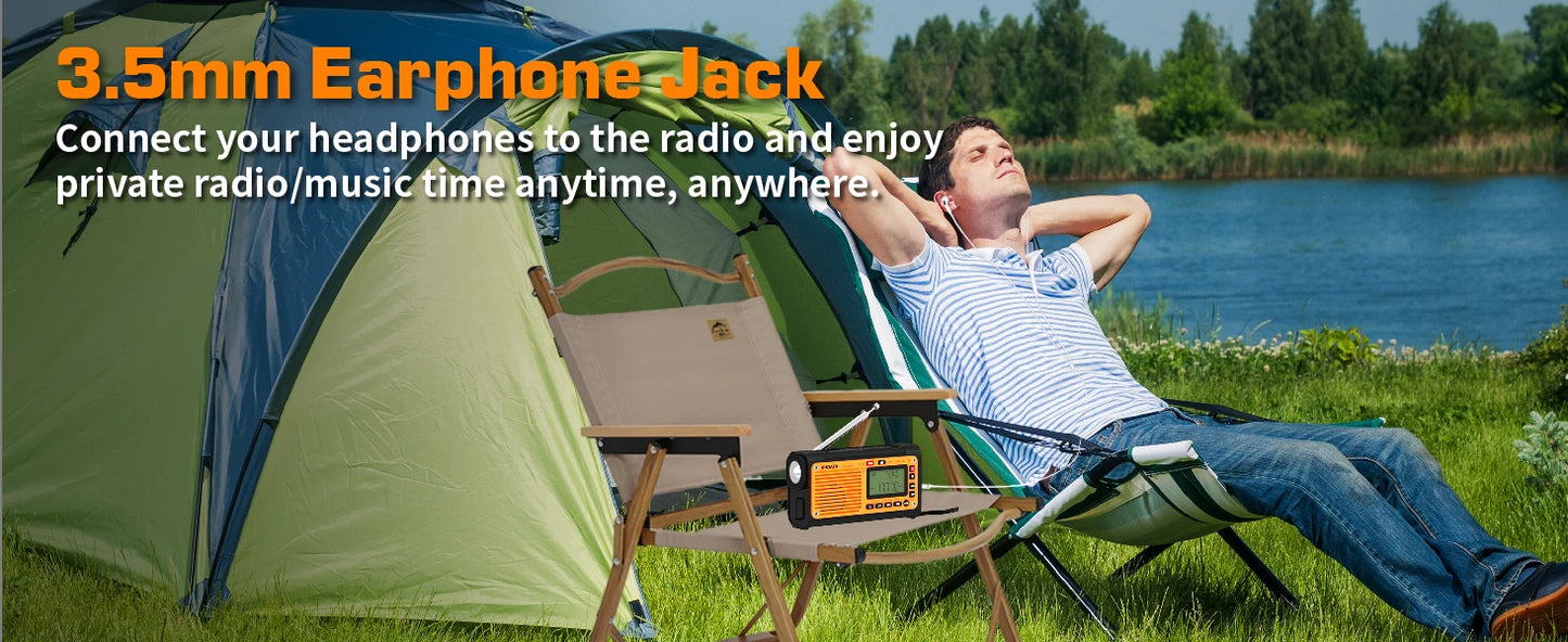 XHDATA D-608WB Emergency Crank Weather Radio FM/AM/SW/NOAA Alert Portable Radio with Phone Charger, Bluetooth, Battery Operated