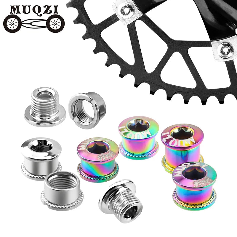 Muqzi 4/5 par de parafusos para coroa de bicicleta, placa monoplaca ou placa dupla ou três peças de manivela para ciclismo, acessórios de pedaleira