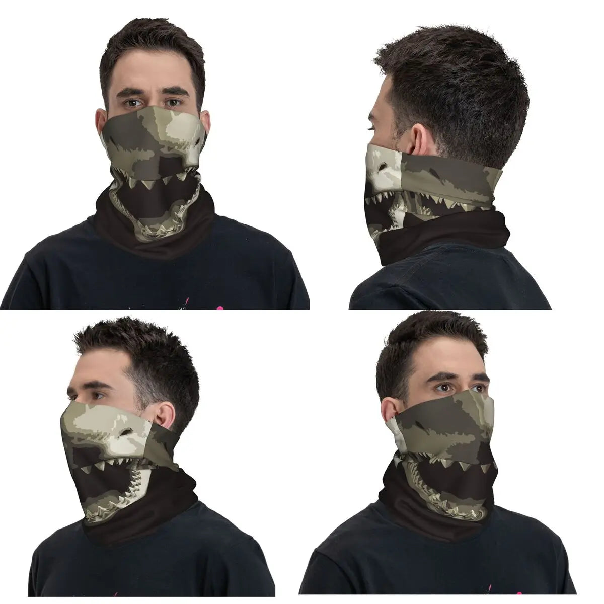 Shark Teeth9 Bandana Neck Gaiter Printed Face Scarf Multifunction Headband Outdoor Sports For Men Women Adult Breathable