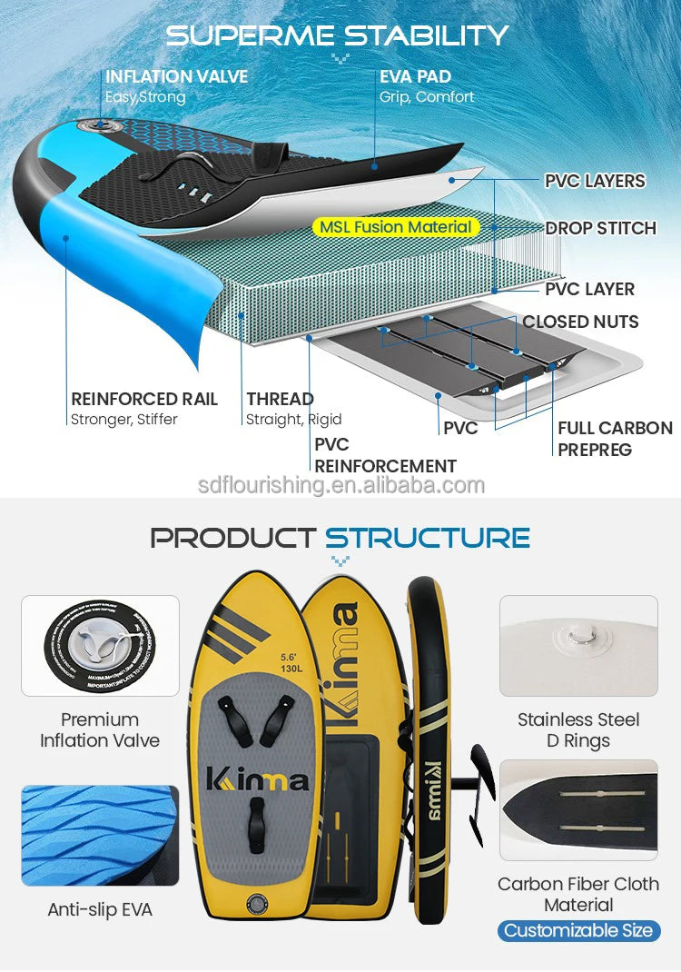 130L Wing foil Board Inflatable Wingfoil Surfboard Hydrofoil Board Inflatable Foil Kite Surfing Board For Sale