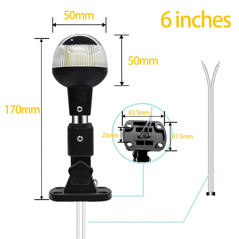 NEW Fold Down 360 Degree LED Boat Navigation Light for Yacht Marine Anchor Light 12~24 V Sailing Signal Light Boat Accessories