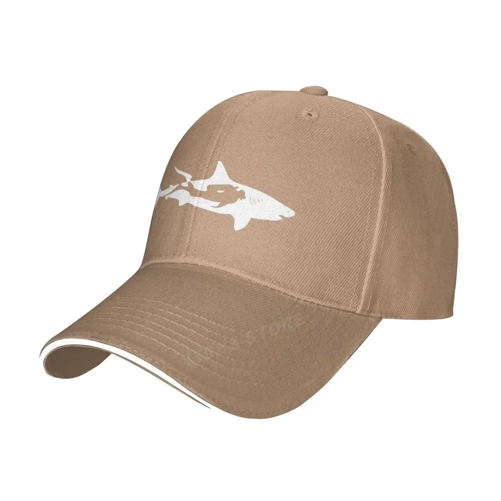 Shark Diver Scuba Diving Dive Baseball Caps Adjustable Fashion Casual Outdoor Style Dive Shark Hats